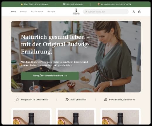 Dr. Johanna Budwig: Shopify-Shop auf dem Desktop