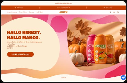 JUIZY WOW: Shopify-Shop auf dem Desktop